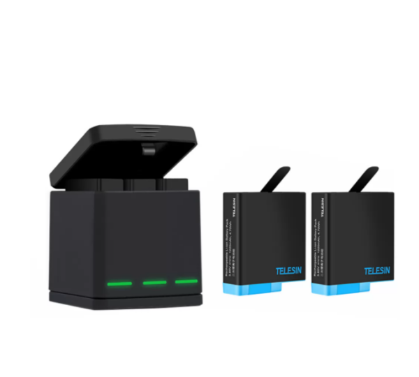 Telesin Box driekanaals lader voor GoPro Hero 8 + 2 batterijen (GP-BNC-801)