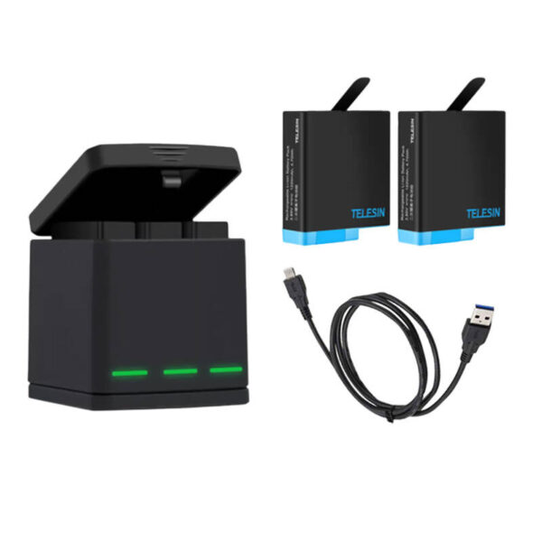 Telesin Box driekanaals lader voor GoPro Hero 8 + 2 batterijen (GP-BNC-801) - Afbeelding 4